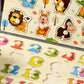 4 Sets Wooden Peg Puzzle for Girls Boys with Alphabet Number Animal Dinosaur Vehicle