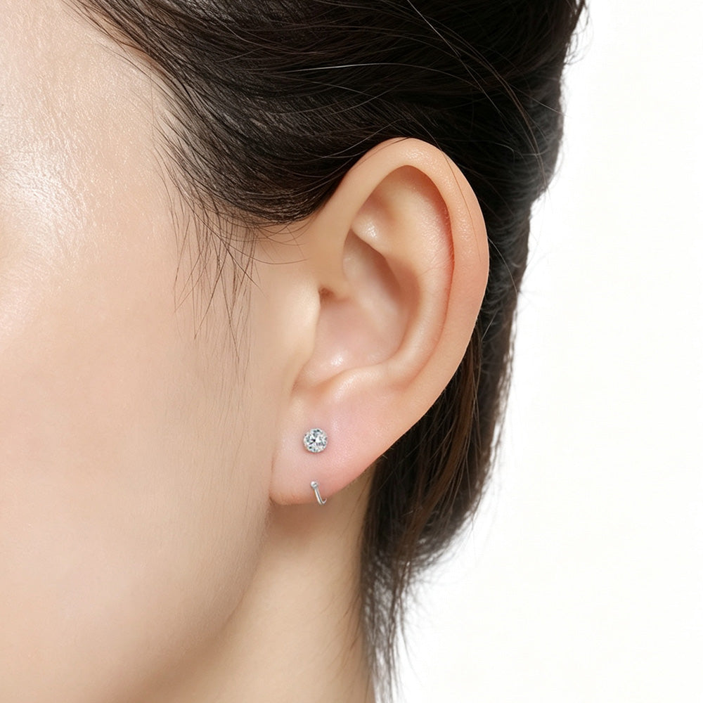 Half Hoop Earrings for Women Lightweight Sterling Silver Stud Earrings for Party Daily Life