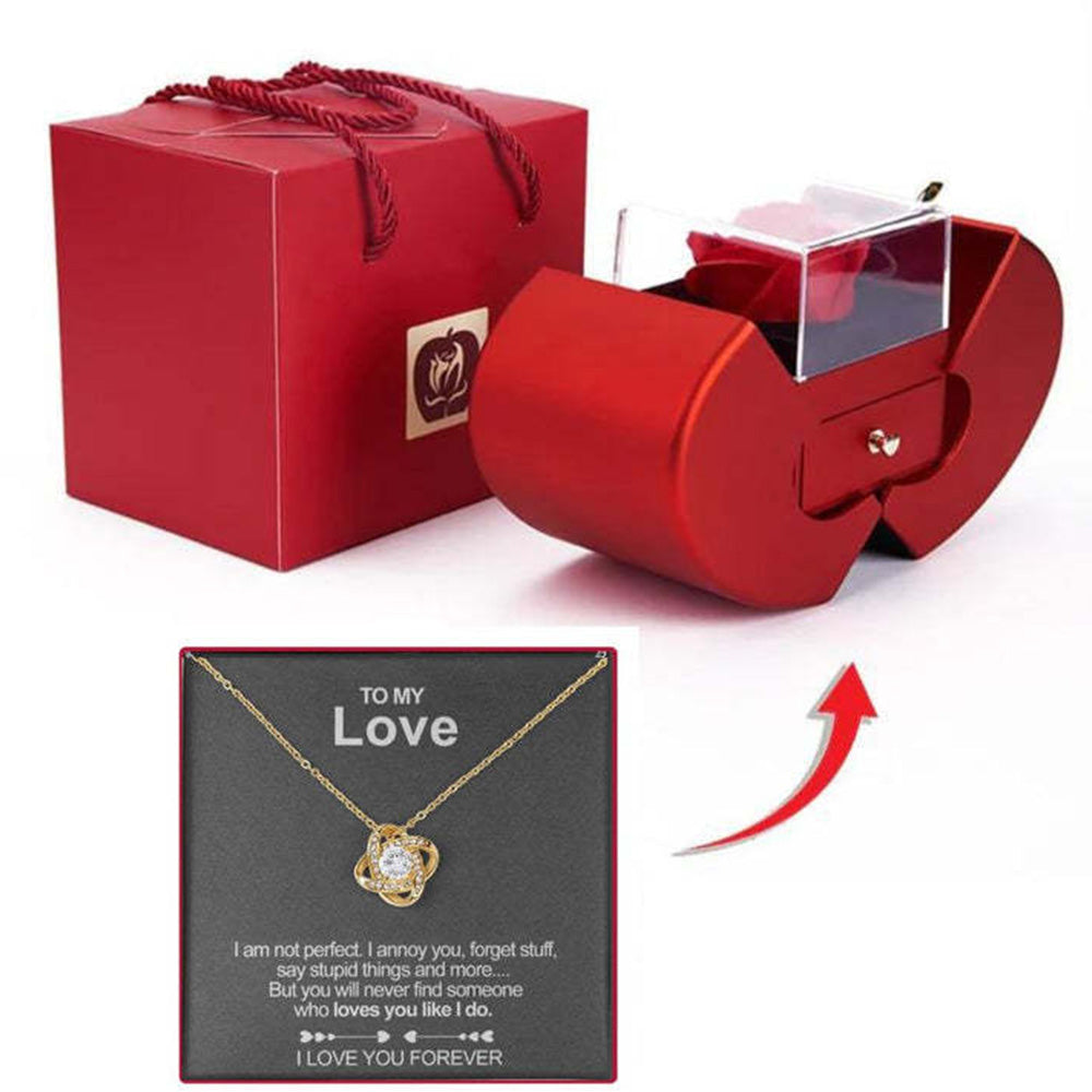 Eternal Preserved Rose Gift Box With Elegant Necklace for Mom Girlfriend Wife