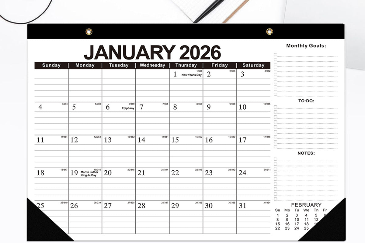 Desk Calendar 18-Month from 2026 Jan- 2027 June with Corner Protectors for Office