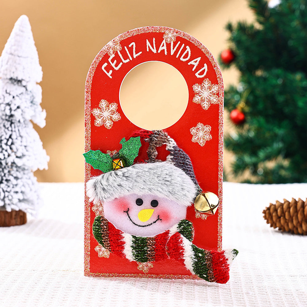 Vintage Merry Christmas Door Knob Hanger-Snowman