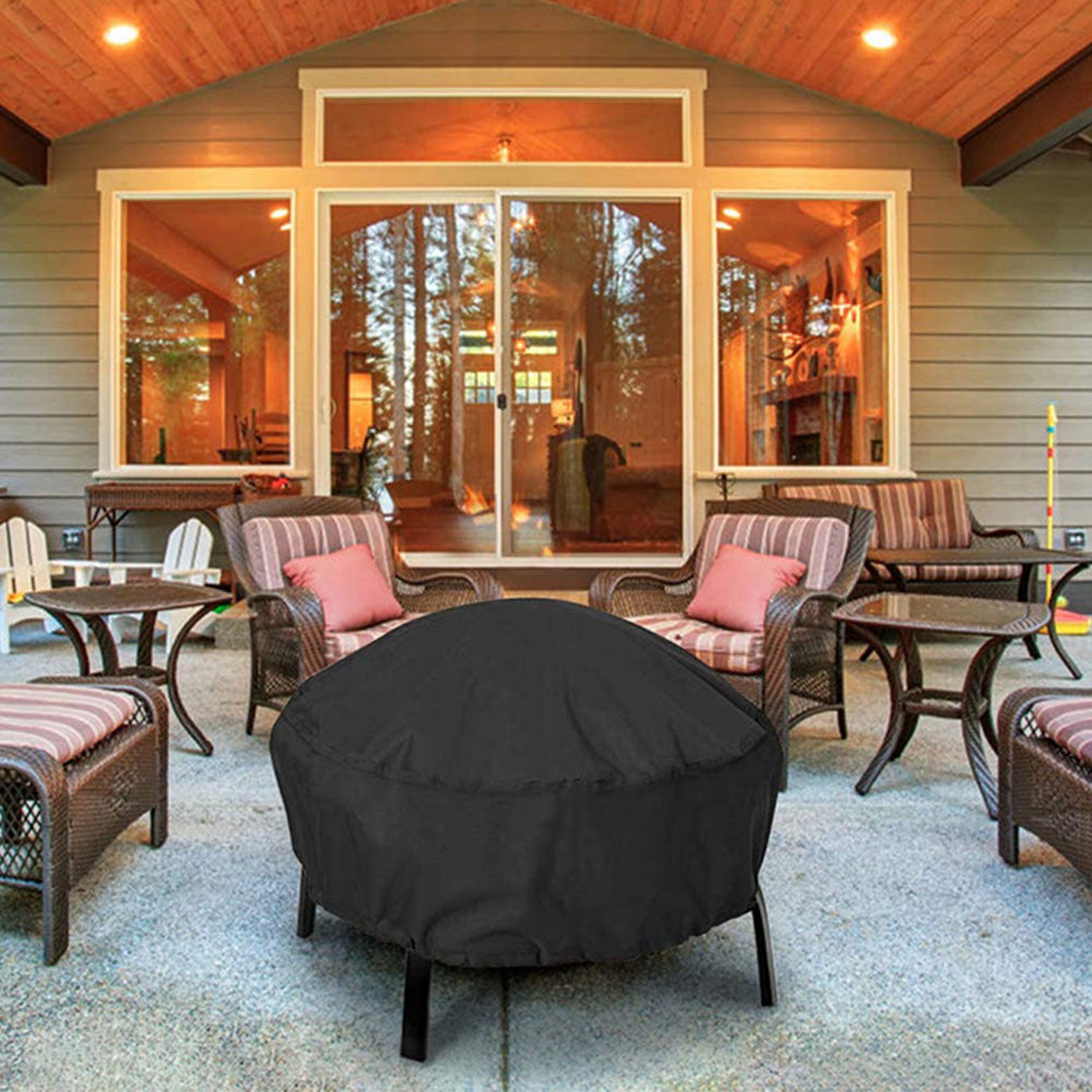 Outdoor Round Fire Pit Cover Waterproof Oxford Protector for Patio Use