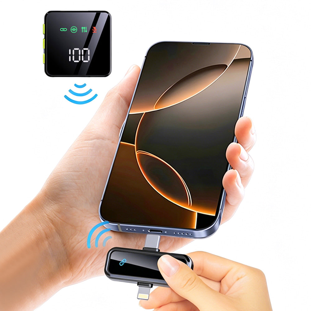 Wireless Lavalier Microphone with Charging Case Noise Cancelling for iPhone Android