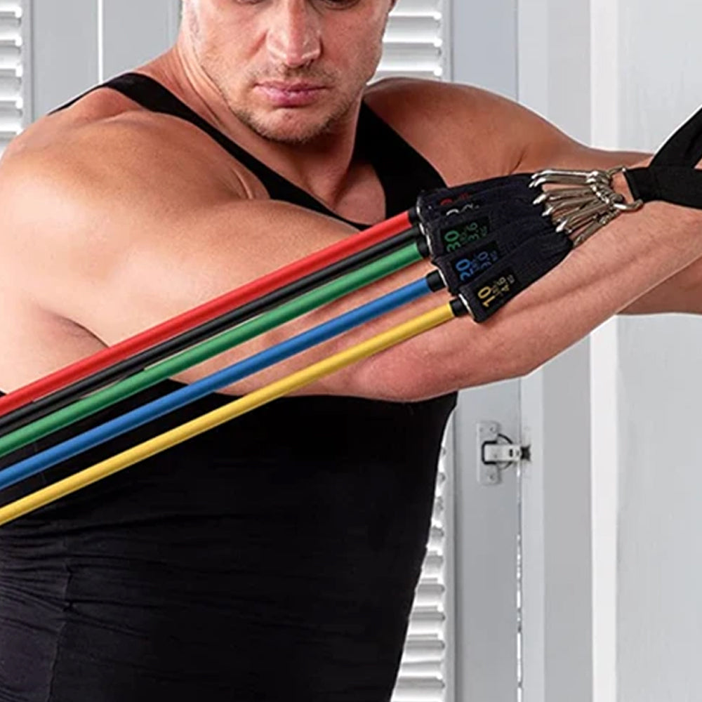 11Pcs Exercise Resistance Band Set Home Gym Fitness Elastic Tube