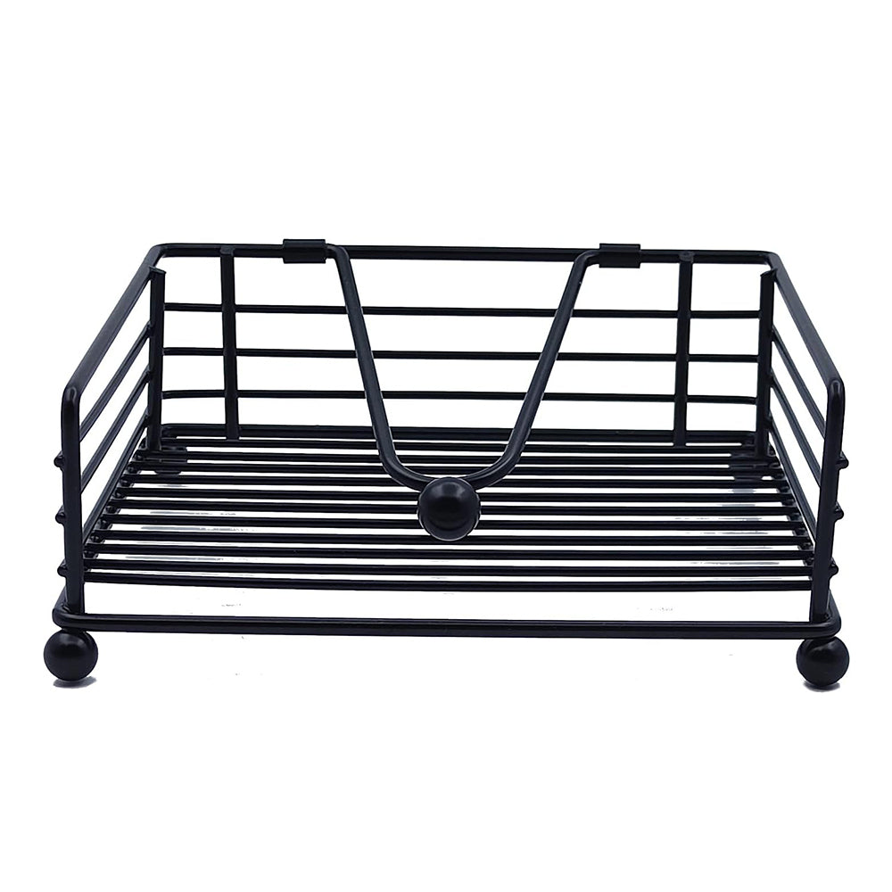 Black Metal Square Paper Napkin Holders with Weighted Arm