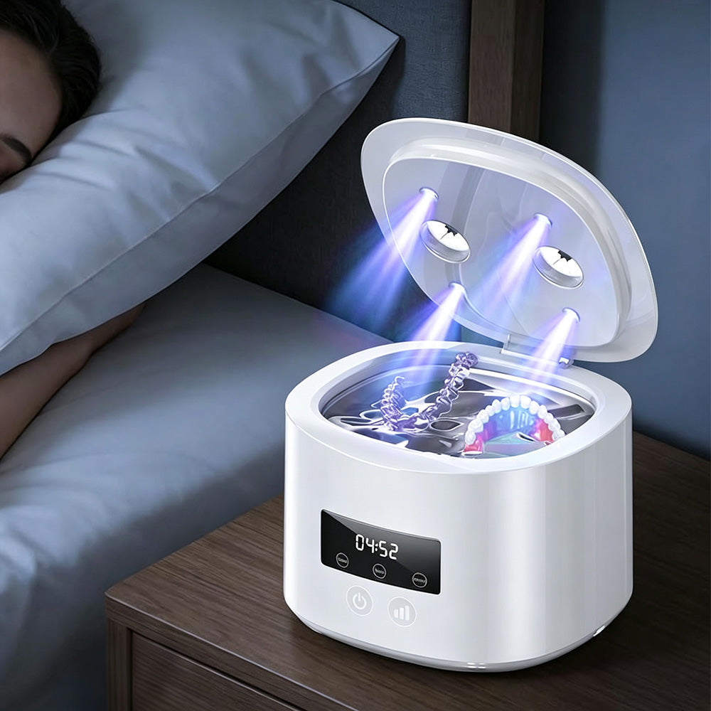 55kHz 350ml Rechargeable Ultrasonic Cleaner with Blue Light 3 Modes