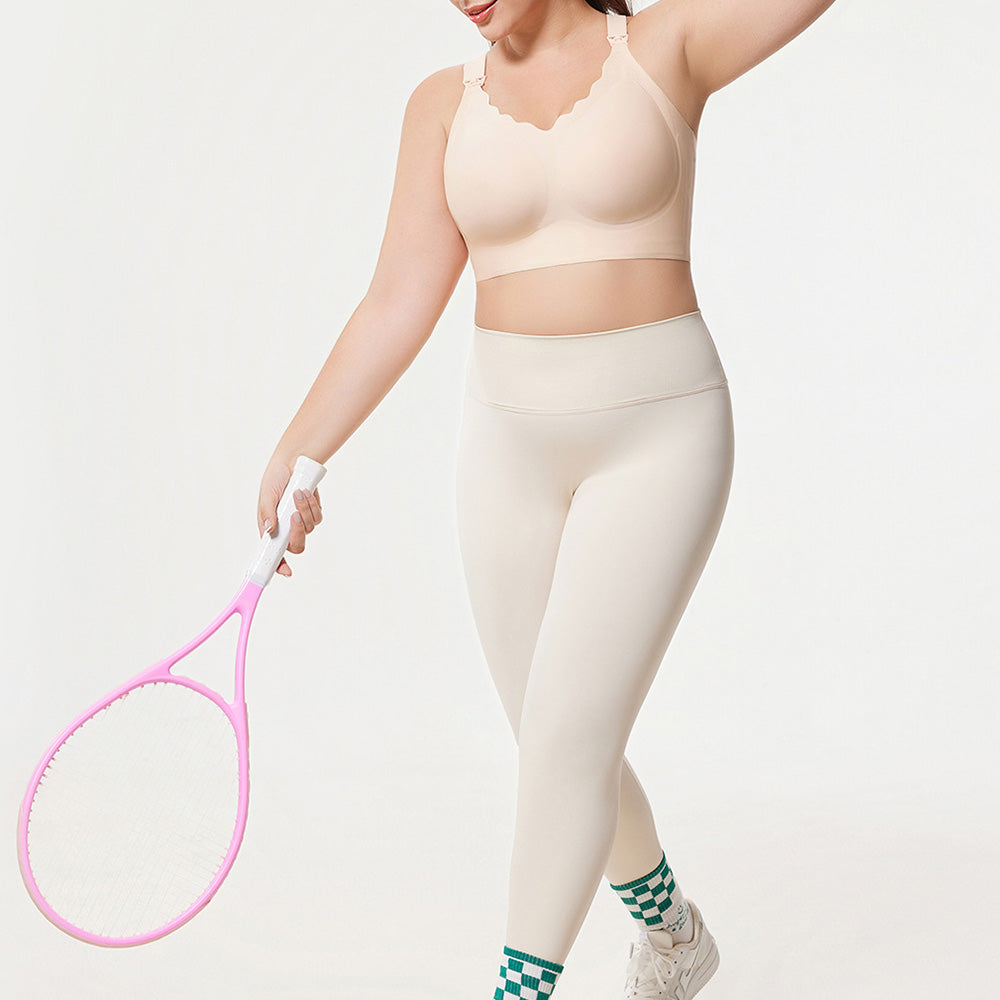 Seamless Bra for Women Adjustable Wirefree Bra for Sport Daily Wear-Beige
