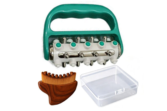1 Lymphatic Contour Facial Brush with Case and 1 Handheld Body Massage Roller