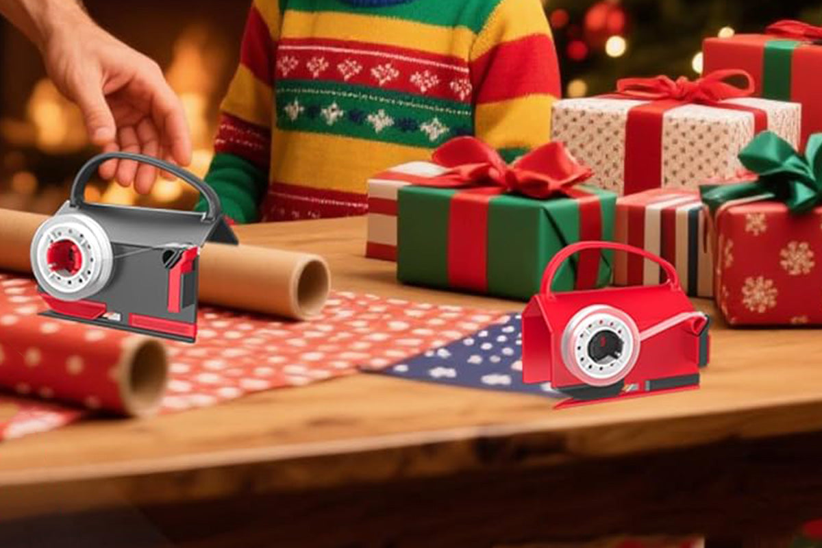 2pcs 2-In-1 Wrapping Paper Cutter and Tape Dispenser for Gift Wrap