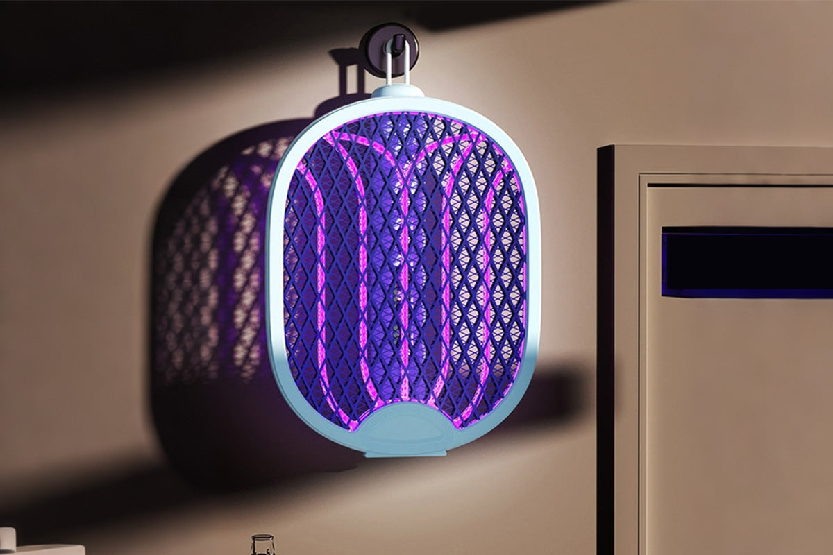 Foldable Electric Mosquito Swatter with Charging Base Station Mosquito Zapper Fly Killer Rechargeable Bug Zapper