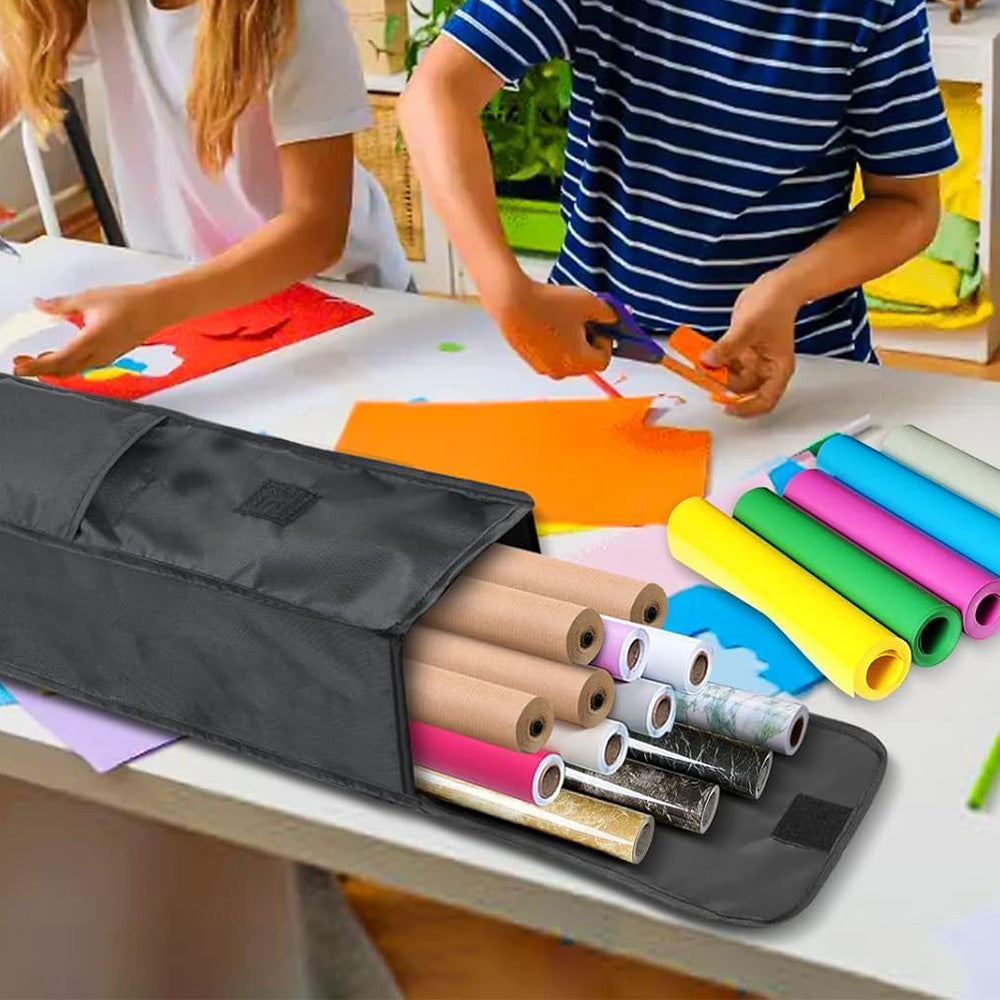Wrapping Paper Storage Bag with Pocket for 9 Christmas Gift Wrap Rolls