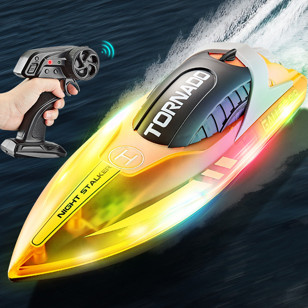 Rechargeable Water-resistant Remote Control Boat with Color LED Lights for Pool Lake