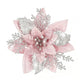 10Pcs Red Gold Poinsettia Artificial Christmas Flowers Xmas Tree Ornaments