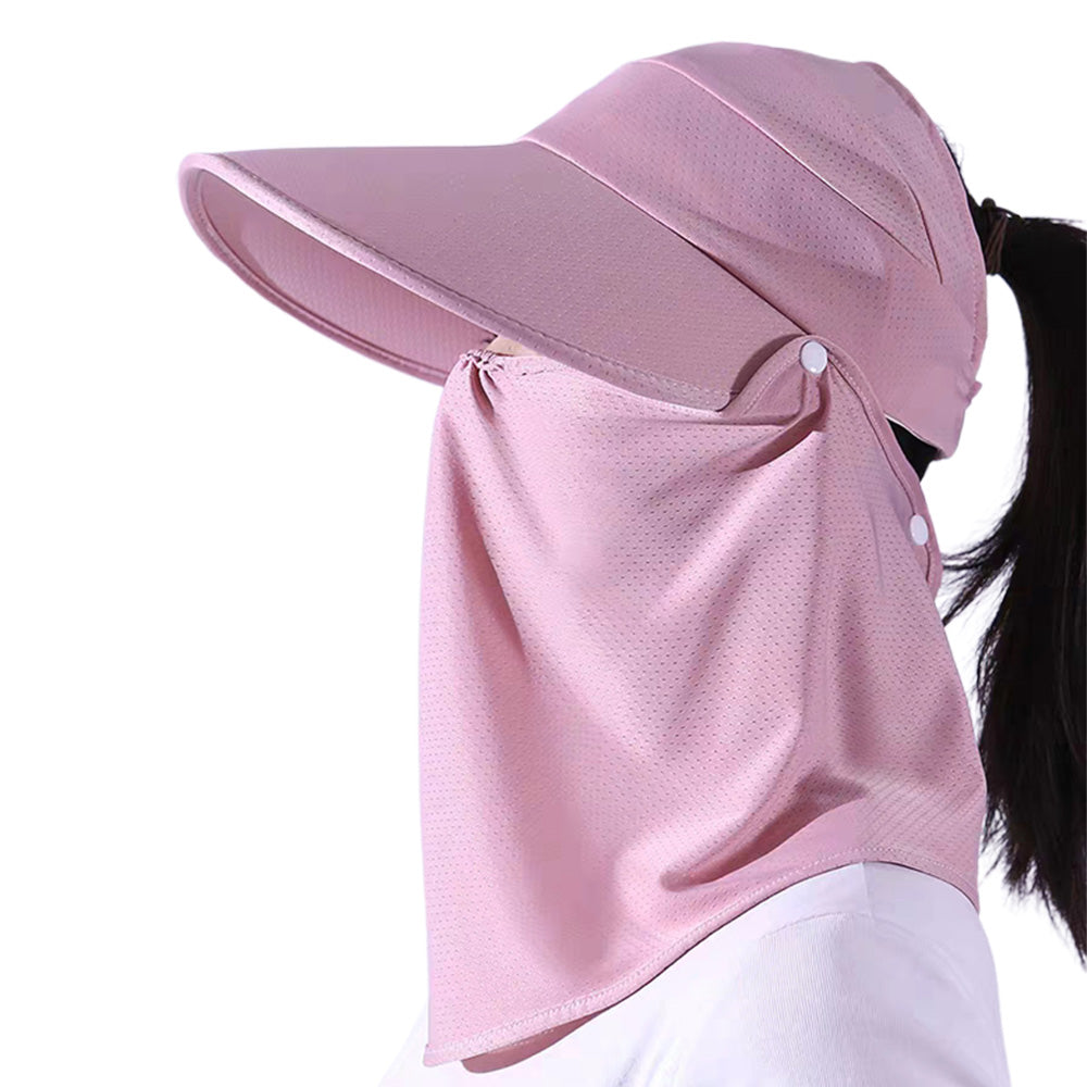 2X 3 in 1 Ponytail Sun Hat with Detachable Face Cover and Chin Strap