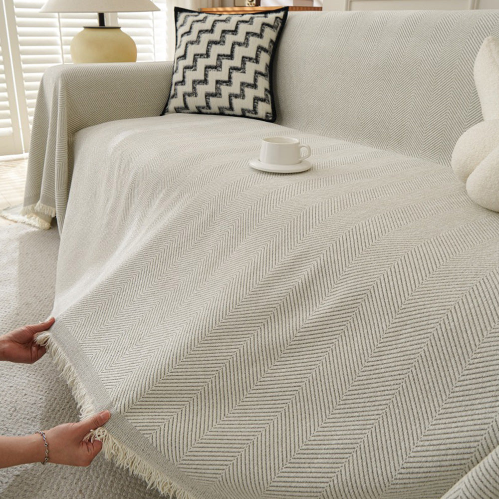 Sofa Throw Rug Cover Large Blanket for Couch Furniture Protector-Beige
