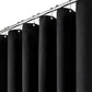 Waffle Weave Water Resistant Shower Curtain with 12 Rustproof Rings-Black