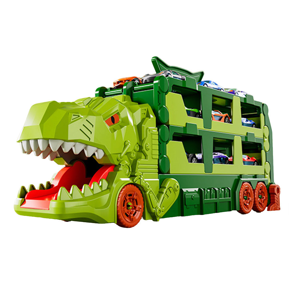 Foldable Dinosaur Truck with Dual Tracks and 6 Small Cars for Home Outdoors