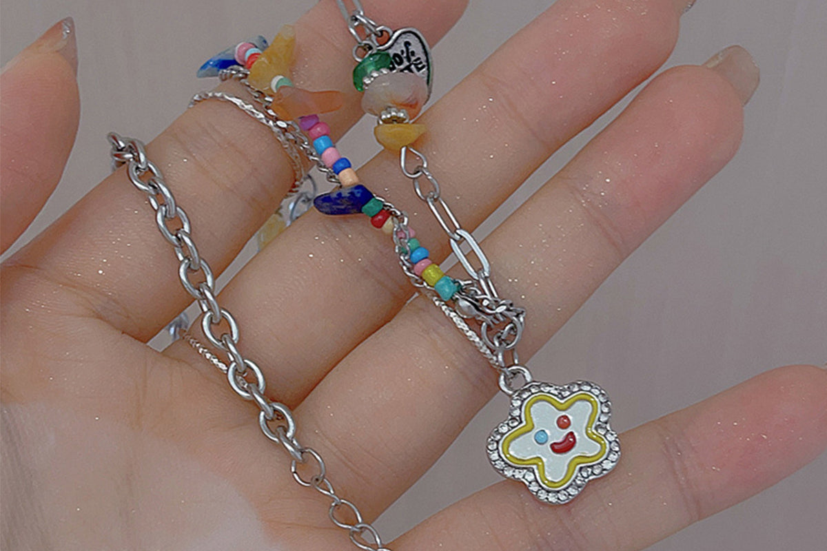 4pcs Women's Pendant Necklace Trendy Hoodie Sweater Chain