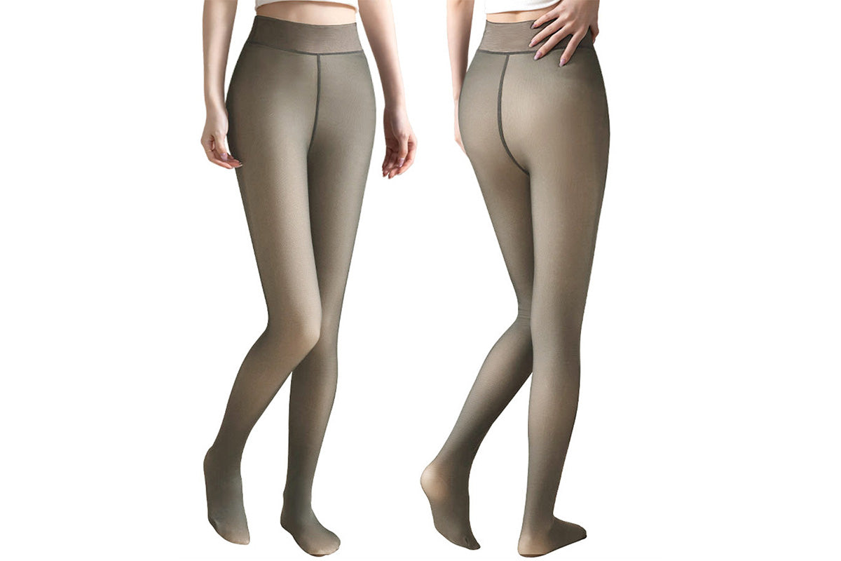 Sheer Tights Plus Size Winter Thermal Pantyhose Bare Legs Illusion Warm-Grey