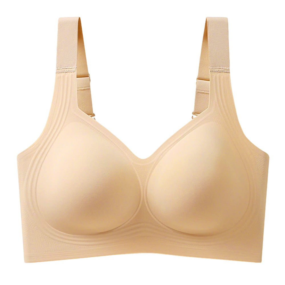 Women Wireless Bra Full Coverage Comfortable Seamless Plus Size-Beige