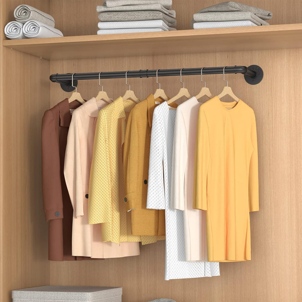Wall Mounted Clothes Rack Industrial Pipe Hanging Rod for Closet Laundry Room