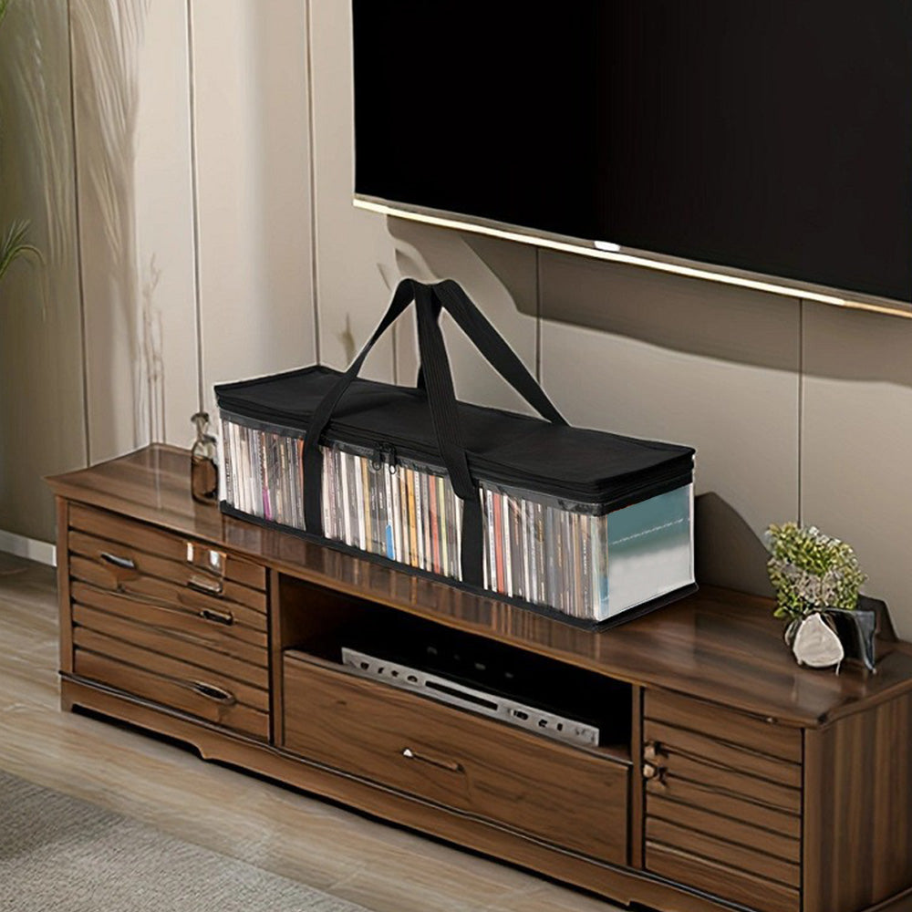 2Pcs DVD Carrying Case Holder Black Portable Storage Bag for 35-40 Discs