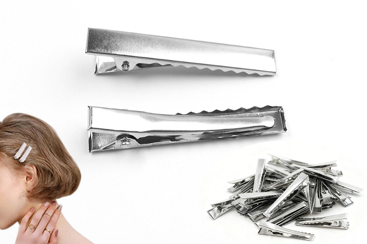 100-Piece Silver Metal Hair Clips for Women