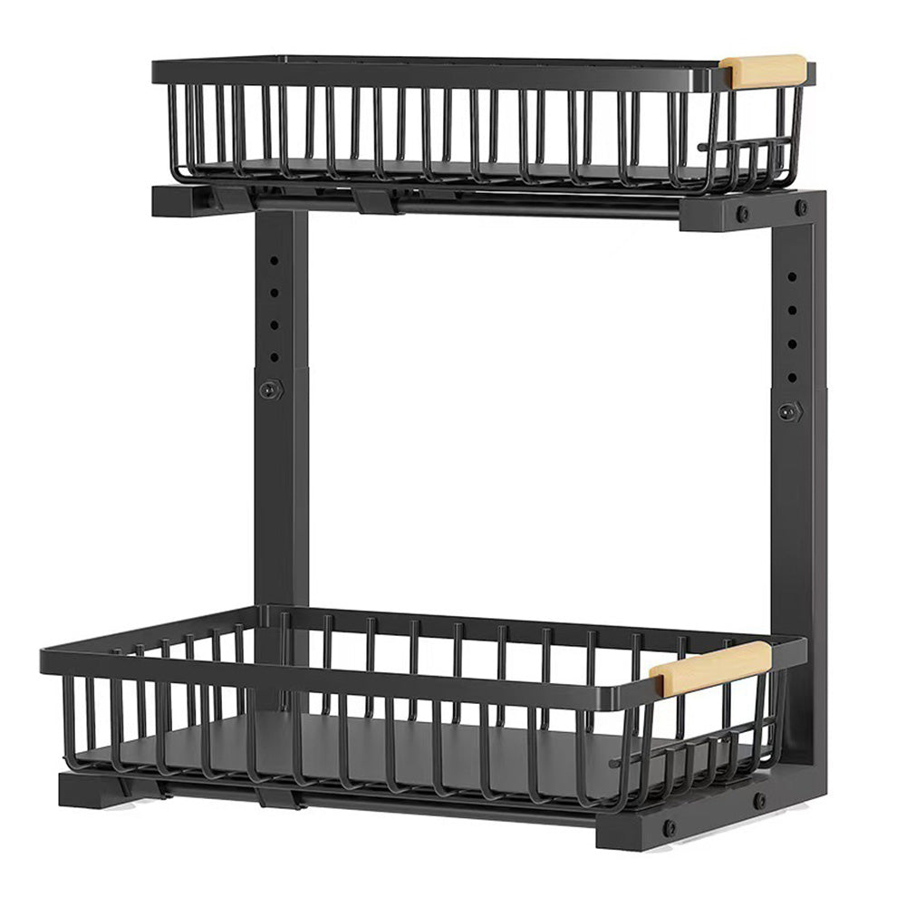 Under Sink Organizer 2 Tier Pull Out Cabinet Storage Slide Out Shelf Metal Sliding Drawer