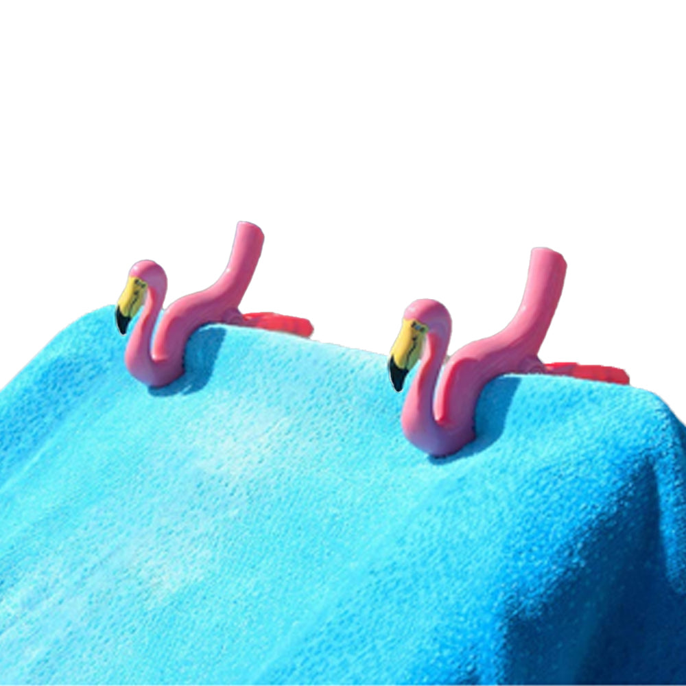 2Pcs Portable Flamingo Parrot Beach Towel Clip for Clothes Quilt Blanket Patio Pool