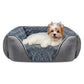 Soft Plush Pet Bed with Raised Sides Calming Nest-Grey