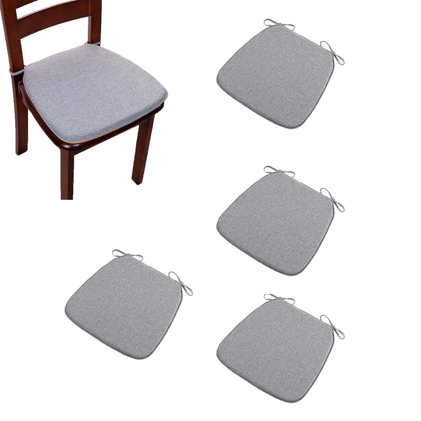 4Pcs Hoof-Shape Non-Slip Chair Cushion With Ties