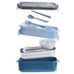 Bento Box Stackable 3-Compartment Lunch Containers With Dinnerware And Seal Cover