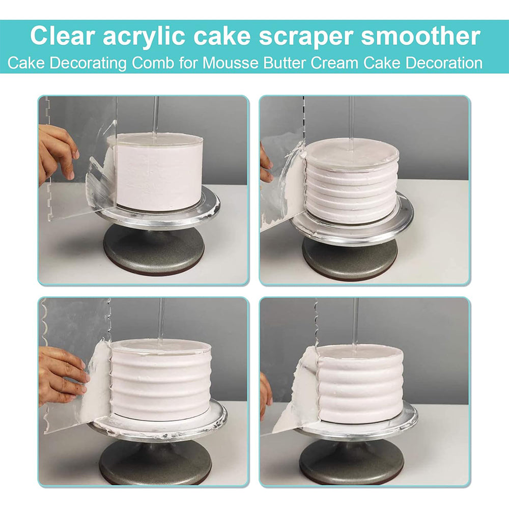 7Pcs Acrylic Cake Scraper Contour Decorating Tools with Hole