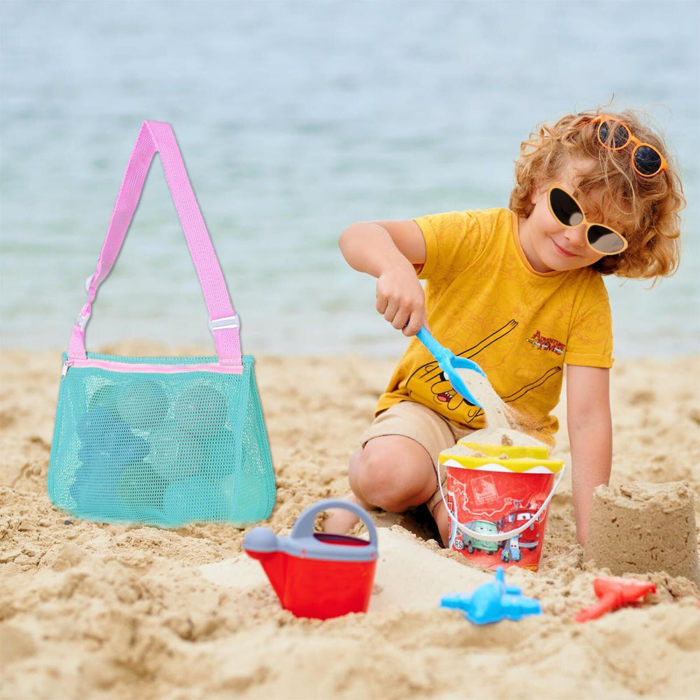 2Pcs Beach Toy Seashell Mesh Collecting Bag