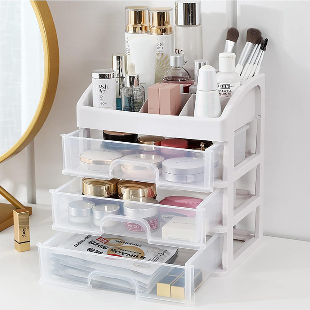 2Pcs Clear 3 Tiers Cosmetic Storage Drawers