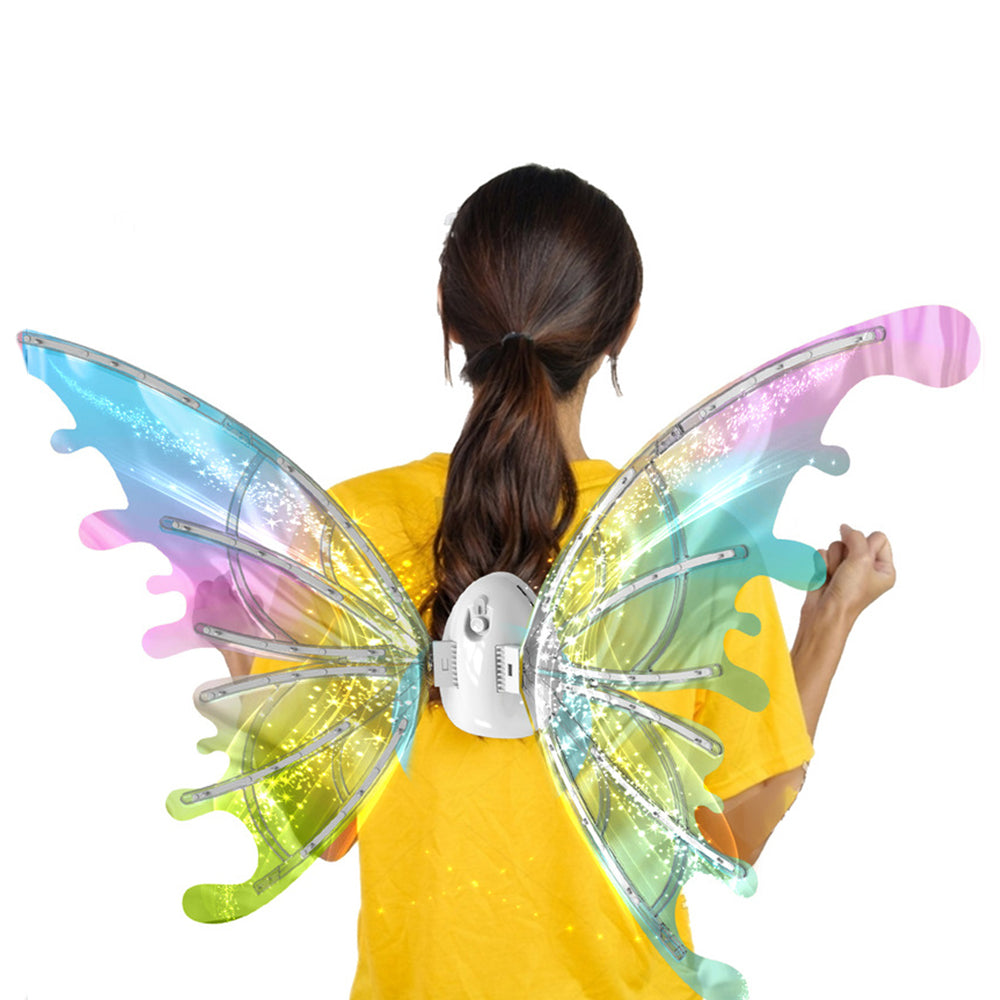 2Pcs LED Electric Butterfly Wings Light Up Moving Butterfly Wings with LED Lights and Music