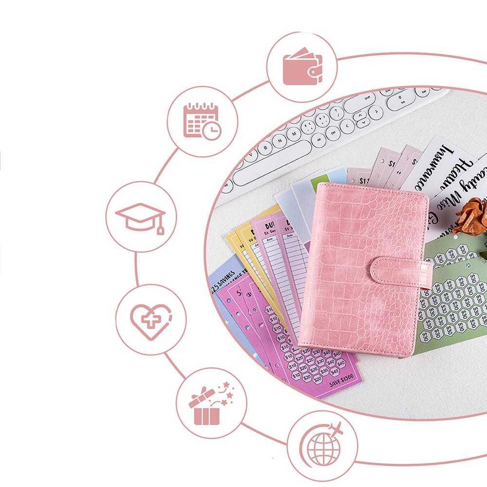 2-in-1 A6 Money Saving Zipper Cash Storage Binder