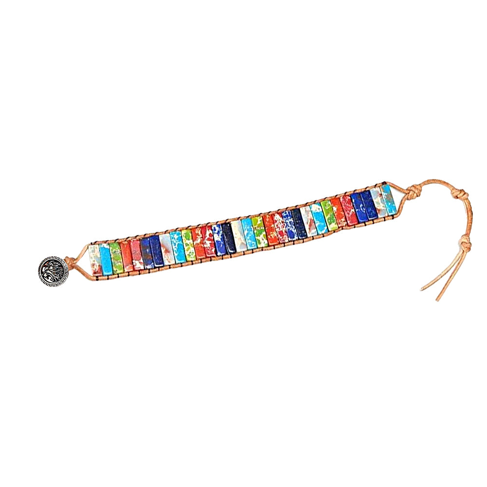 7 Chakra Boho Leather Wrap Bracelet