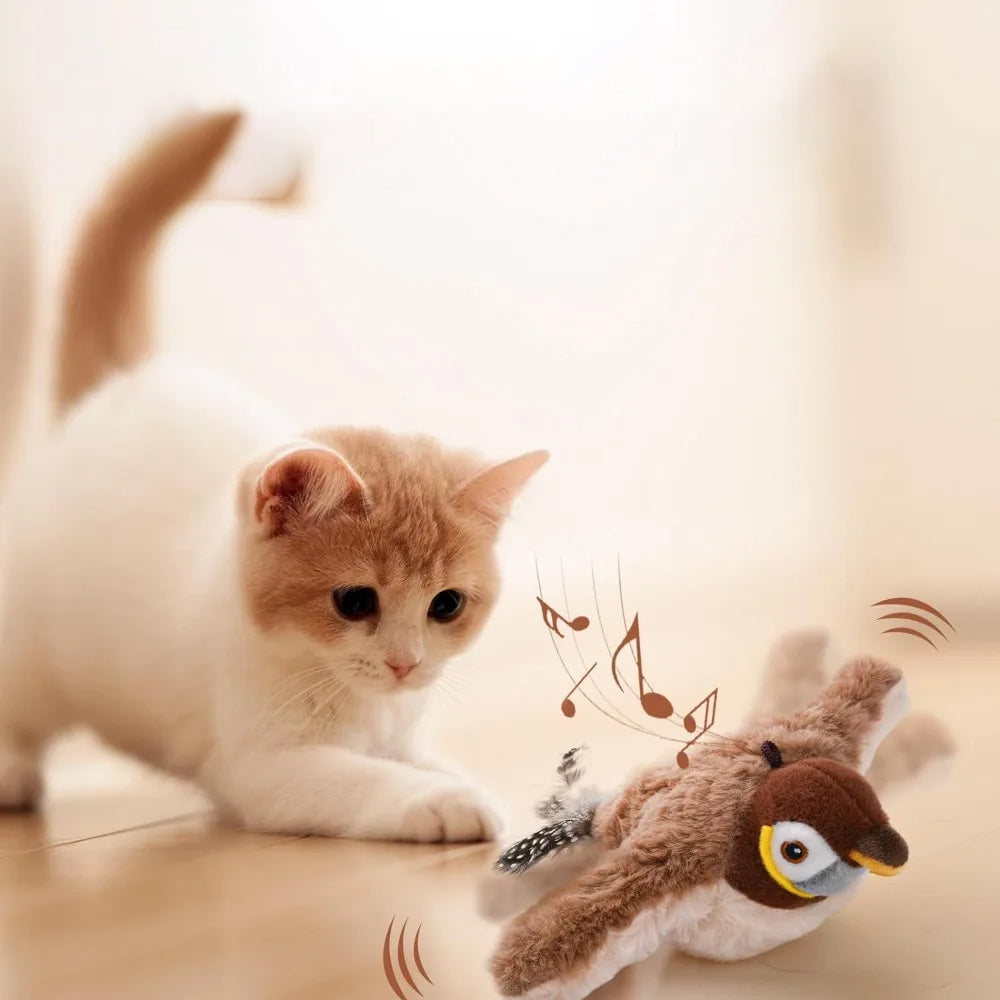 Rechargeable Squeaky Cat Toys Touch Activated Kitten Plush Flapping Toys
