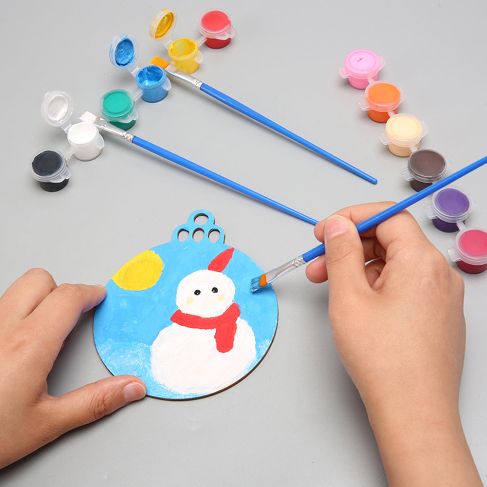 10Pcs Wooden Round Bauble Blank Christmas Tree Hanging Ornament DIY Craft