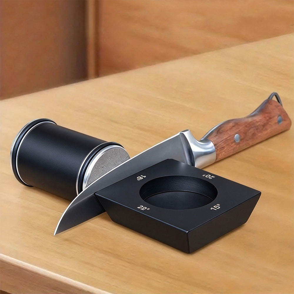 Rolling Knife Sharpener Kit with 6 Diamond Discs and Angle Guide Base