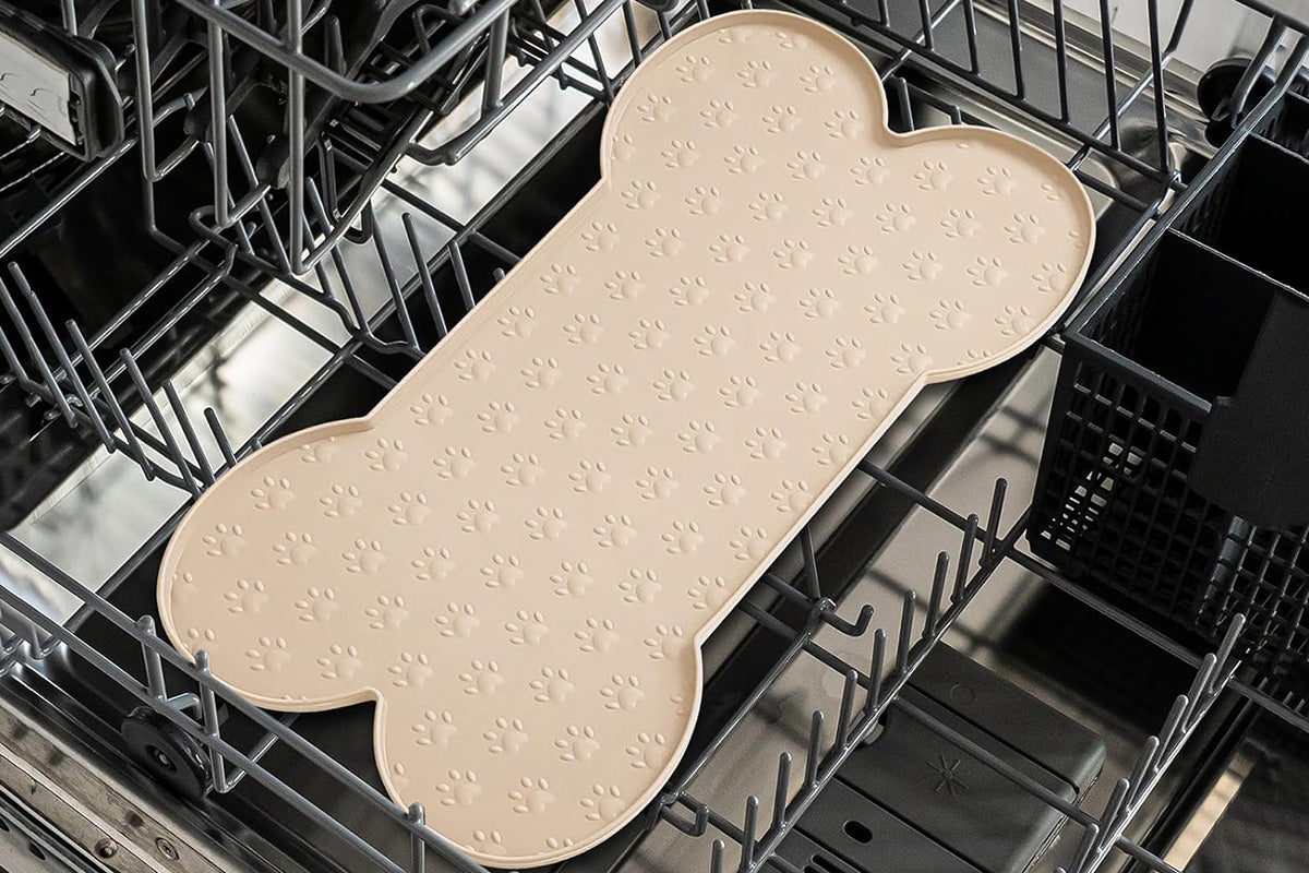 Dog Food Mats for Floors Waterproof Silicone Dog Bowl Mat with Raised Edge