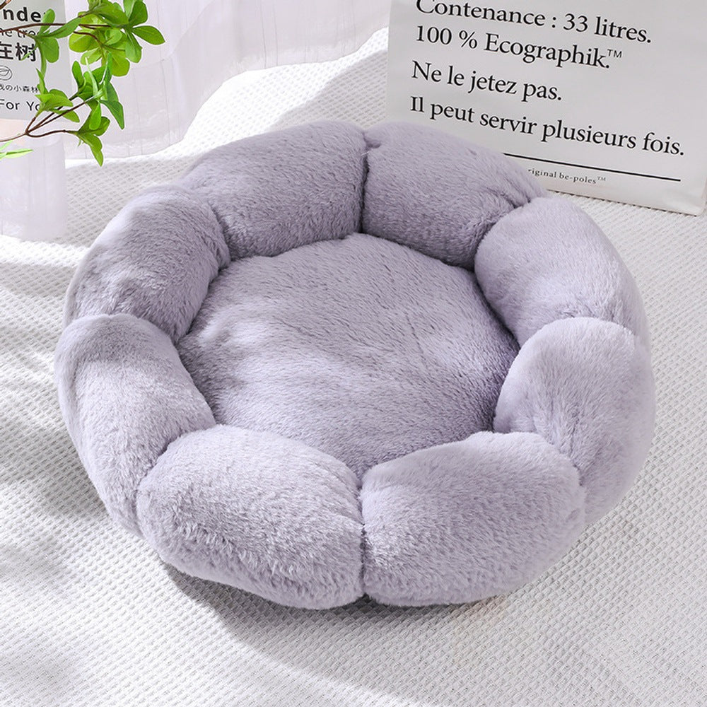 Flower Shape Pet Bed Cat Beds Dog Bed Cats Calming Pet Beds Round Dog Bed-Grey
