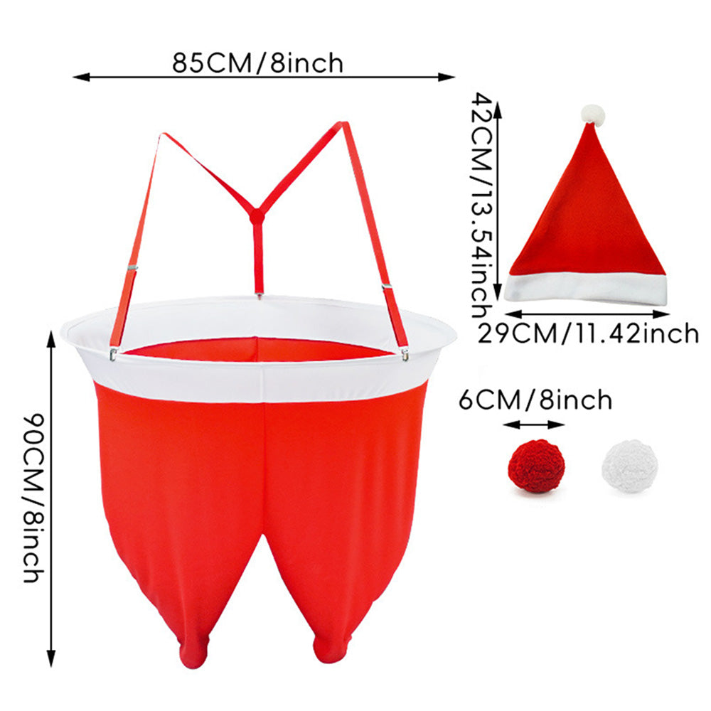 Christmas Santa Pants Toss Yard Game for Adults with 20 Plush Balls and Hat