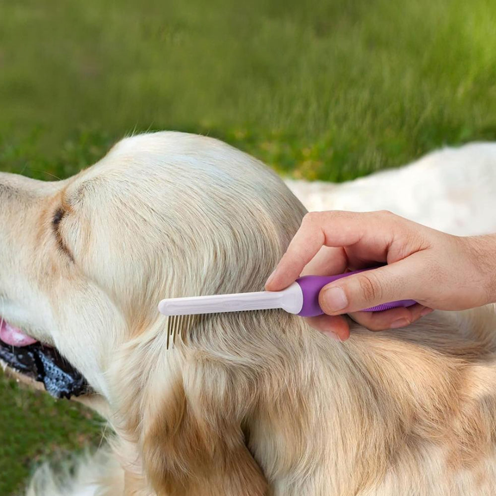 Detangling Pet Comb with Long and Short Stainless Steel Teeth