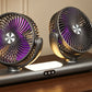 Dual Heads Rechargeable Hanging Fan 3 Speeds Fan with Night Light