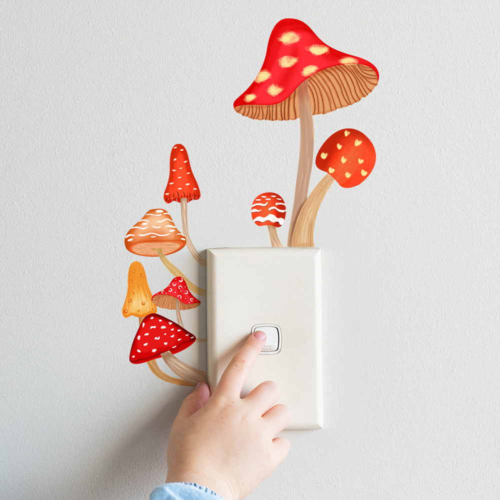 2Pcs Glow in The Dark Mushroom Wall Sticker