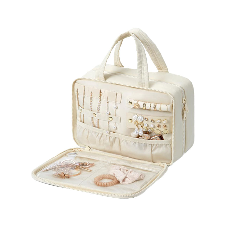 2Pcs Travel Toiletry Bag Jewelry Organizer Hanging Makeup Bag Trolley Belt