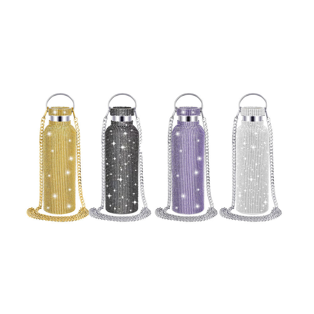 Bling Water Bottle Rhinestone Diamond Stainless Steel Glitter Insulated Bottle