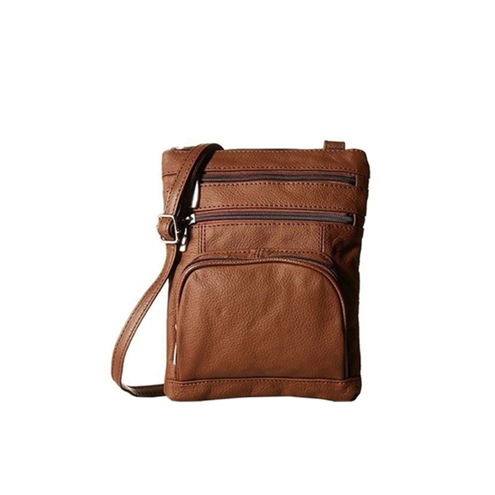 Womens Genuine Leather Multi-Pocket Crossbody Purse Bag